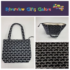 Medium Tote Bag with Zip - Black Cats on Dark Grey Medium Tote Bag with Zip - Black Cats on Dark Grey
